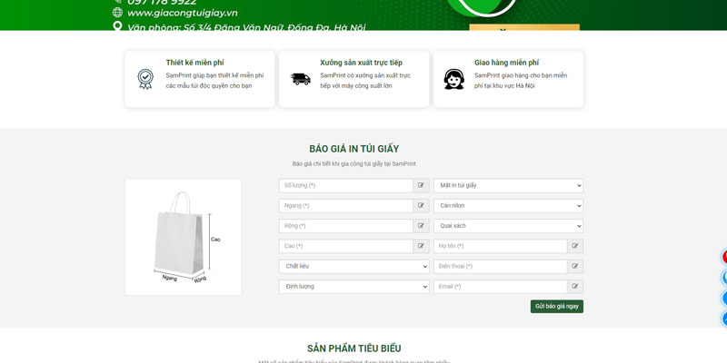 Báo giá gia công túi giấy